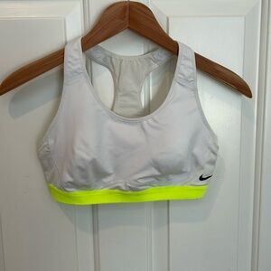 Nike Racerback Sports Bra White and Neon Yellow size M